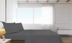 Royale Linens Flat Sheet Only - Brushed 1800 Microfiber - Ultra Soft & Breathable - Wrinkle & Stain Resistant - Hotel Quality Flat Sheet Sold Separately - Top Sheet for Bed - ( Grey)