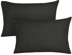 ROYALE LINENS 300 Thread Count 100% Long Staple Combed Cotton Pillowcases Set of 2 - Ultra Soft - Bed Pillow Cover - Breathable, Cool & Crisp Percale Black Pillow Cases (Black)