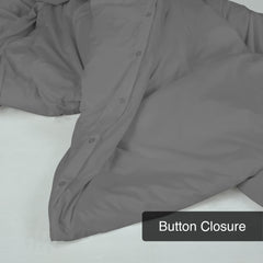 ROYALE Grey Duvet Cover - Washed Duvet Cover Set, 3 Piece Double Brushed Duvet Covers with Button Closure - 1 Duvet Cover  and 2 Pillow Shams - Comforter Cover