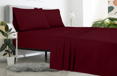 Royale Linen 2 Pack Bulk Flat Sheet Set - Top Sheet - Soft 1800 Microfiber - Wrinkle & Stain Resistant - for Hotel, Massage Table, Hospital, Dorm - Flat Sheet Sold Separately ( Burgundy)