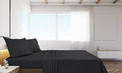 Royale Linen 2 Pack Bulk Flat Sheet Set - Top Sheet - Soft 1800 Microfiber - Wrinkle & Stain Resistant - for Hotel, Massage Table, Hospital, Dorm - Flat Sheet Sold Separately (Black)