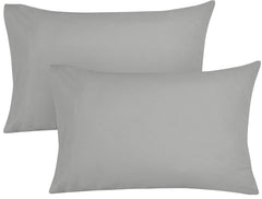 ROYALE LINENS 300 Thread Count 100% Long Staple Combed Cotton Pillowcases Set of 2 - Ultra Soft - Bed Pillow Cover - -Breathable, Cool & Crisp Percale Silver Pillow Cases (Silver)