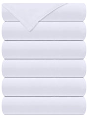 Royale Linen 6 Pack Bulk Flat Sheet Set - Top Sheet - Soft 1800 Microfiber - Wrinkle & Stain Resistant - for Hotel, Massage Table, Hospital, Dorm - Flat Sheet Sold Separately ( White)