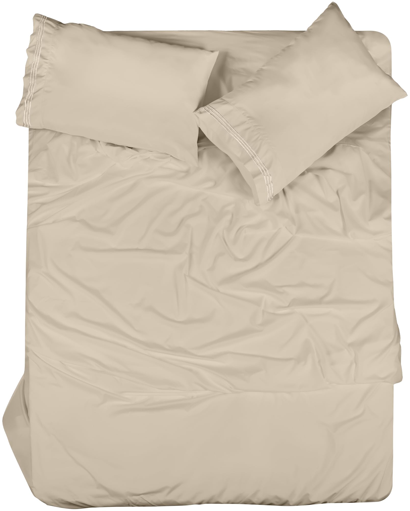 ROYALE LINENS - 4 Piece Bed Sheet - Soft Brushed Microfiber 1800 Bedding Set - 1 Fitted Sheet, 1 Flat Sheet, 2 Pillow case - Wrinkle & Fade Resistant Luxury Sheet Set (Sand)