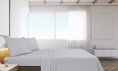 Royale Linens Flat Sheet Only - Brushed 1800 Microfiber - Ultra Soft & Breathable - Wrinkle & Stain Resistant - Hotel Quality Flat Sheet Sold Separately - Top Sheet for Bed ( Silver)