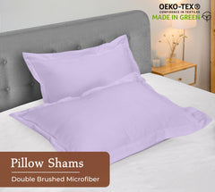 Royale Linens Pillow Shams 2 Pack - Brushed 1800 Microfiber - Bed Pillow Shams, Wrinkle & Fade Resistant Soft and Cozy -Back Overlap Closure - Oxford Pillowcase ( Lavender)