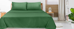 Royale Linens Flat Sheet Only - Brushed 1800 Microfiber - Ultra Soft & Breathable - Wrinkle Resistant - Hotel Quality Flat Sheet Sold Separately - Top Sheet for Bed - (Hunter Green)