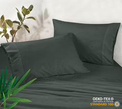 Royale Linens Cooling Pillow Cases Set of 2-100% Rayon Derived from Bamboo Cooling Pillowcase for Hot Sleepers - Soft & Silky Pillow Covers with Envelope Closure (Grey)
