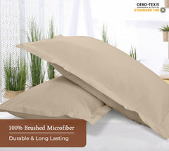 Royale Linens Pillow Shams 2 Pack -Brushed 1800 Microfiber - Bed Pillow Shams Wrinkle & Fade Resistant Super Soft and Cozy -Back Overlap Closure - Oxford Pillowcase (Sand)