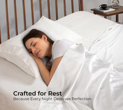 Royale Linens Bamboo Viscose Flat Sheets Only - Cooling Sheets - Organic Viscose Derived from Bamboo - Flat Sheet Only - Top Sheet - Breathable & Silky Bedding (White)