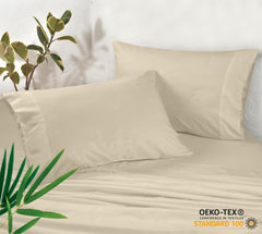 Royale Linens Cooling Pillow Cases Set of 2-100% Rayon Derived from Bamboo Cooling Pillowcase for Hot Sleepers - Soft & Silky Pillow Covers with Envelope Closure (Sand)