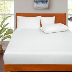 ROYALE LINENS 300 Thread Count 100% Long Staple Combed Cotton Fitted Sheet - Super Soft Deep Pocket Bottom Sheet - White Fitted Sheet  -Fitted Sheet Only - Elastic Sheet (White)