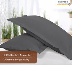 Royale Linens Pillow Shams 2 Pack -Brushed 1800 Microfiber - Bed Pillow Shams, Wrinkle & Fade Resistant Super Soft and Cozy -Back Overlap Closure - Oxford Pillowcase (Grey)