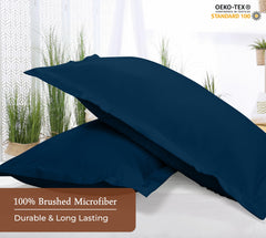 Royale Linens Pillow Shams 2 Pack -Brushed 1800 Microfiber - Bed Pillow Shams, Wrinkle & Fade Resistant Super Soft and Cozy -Back Overlap Closure - Oxford Pillowcase (Navy)