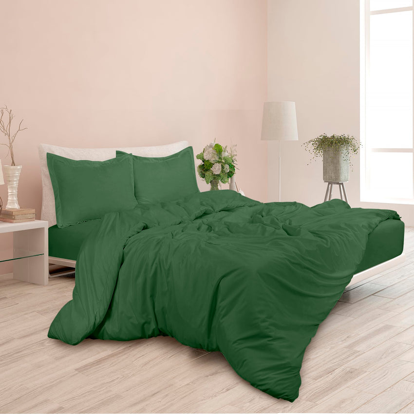 ROYALE Hunter Green Duvet Cover  - Washed Duvet Cover Set, 3 Piece Double Brushed Duvet Covers with Button Closure - 1 Duvet Cover  & 2 Pillow Shams - Comforter Cover