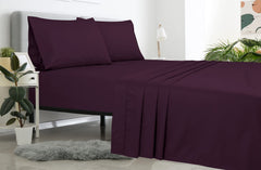 ROYALE LINENS 400 Thread Count 100% American Grown Cotton 4 Piece Sateen Sheet Set - 1 Fitted Sheet, 1 Flat Sheet, 2 Pillow case - Purple Bedsheet - Cotton Sheets - (Desert Purple)
