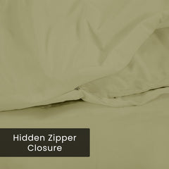 ROYALE LINENS Sage Green Duvet Cover - Duvet Cover Set - 3 Piece Double Brushed Duvet Covers with Zipper Closure, 1 Duvet Cover & 2 Pillow Shams ( SageGreen)