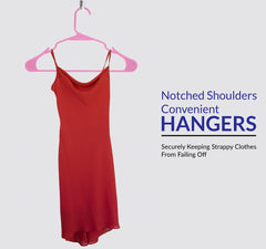 ROYALE Pink Plastic Hangers for Clothes - Heavy Duty Plastic Clothes Hanger Ideal for Everyday Standard Use - Lightweight & Space Saving Notched Plastic Hangers - Slim & Sleek Shoulder Groove