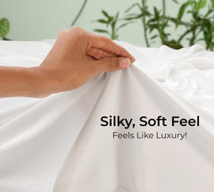 Royale Linens Bamboo Viscose Flat Sheets Only - Cooling Sheets - Organic Viscose Derived from Bamboo - Flat Sheet Only - Top Sheet - Breathable & Silky Bedding (White)