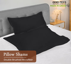 Royale Linens Pillow Shams 2 Pack- Brushed 1800 Microfiber - Bed Pillow Shams, Wrinkle Resistant Super Soft and Cozy - Back Overlap Closure - Oxford Pillowcase (Black)