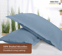 Royale Linens Pillow Shams 2 Pack - Brushed 1800 Microfiber - Bed Pillow Shams Wrinkle Resistant Super Soft and Cozy- Back Overlap Closure- Oxford Pillow Case (Lake Blue)