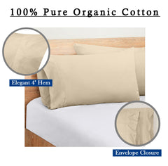 ROYALE LINENS 300 Thread Count 100% Long Staple Combed Cotton Pillowcases Set of 2 - Ultra Soft - Bed Pillow Cover - Breathable, Cool & Crisp Percale Cream Pillow Cases ( Cream)