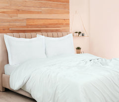 ROYALE White Duvet Cover - Washed Duvet Cover Set, 3 Piece Double Brushed Duvet Covers with Button Closure - 1 Duvet Cover and 2 Pillow Shams - Comforter Cover