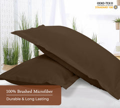 Royale Linens Pillow Shams 2 Pack - Brushed 1800 Microfiber - Bed Pillow Shams Wrinkle Resistant Super Soft and Cozy-Back Overlap Closure - Oxford Pillow Case (Chocolate)