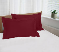 Royale Linens Pillow Shams 2 Pack - Brushed 1800 Microfiber - Bed Pillow Shams Wrinkle Resistant Super Soft and Cozy- Back Overlap Closure - Oxford Pillow Case (Burgundy)