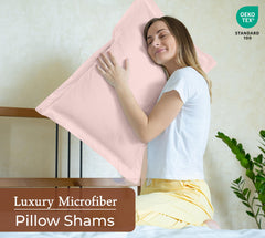 Royale Linens Pillow Shams 2 Pack - Brushed 1800 Microfiber - Bed Pillow Shams, Wrinkle Resistant Super Soft and Cozy - Back Overlap Closure - Oxford Pillowcase (Pink)