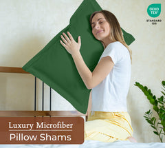 Royale Linens Pillow Shams 2 Pack - Brushed 1800 Microfiber - Bed Pillow Shams, Wrinkle Resistant Soft and Cozy - Back Overlap Closure - Oxford Pillow Case (Hunter Green)
