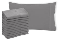 ROYALE LINENS Grey Pillowcase Set of 12 -  Bed Pillow Cover - 1800 Brushed Microfiber - Wrinkle & Fade Resistant - Bulk Pillow Cases - Hotel Quality Pillow Case 12 Pack (Grey)