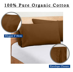 ROYALE LINENS 300 Thread Count 100% Long Staple Combed Cotton Pillowcases Set of 2 - Soft - Bed Pillow Cover- Breathable, Cool & Crisp Percale Brown Pillow Cases (Chocolate)