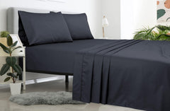 ROYALE LINENS 400 Thread Count 100% American Grown Cotton 4 Piece Sateen Sheet Set - 1 Fitted Sheet, 1 Flat Sheet, 2 Pillow case - Grey Bedsheet - Cotton Sheets - ( Spanish Slate)