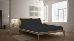 Royale Linens Fitted Sheet - Brushed Hotel Quality 1800 Ultra-Soft Wrinkle & Fade Resistant - Bottom Sheet - Deep Pocket Stretches Up to 16" - Fitted Sheet Only - Elastic Sheet (Black)