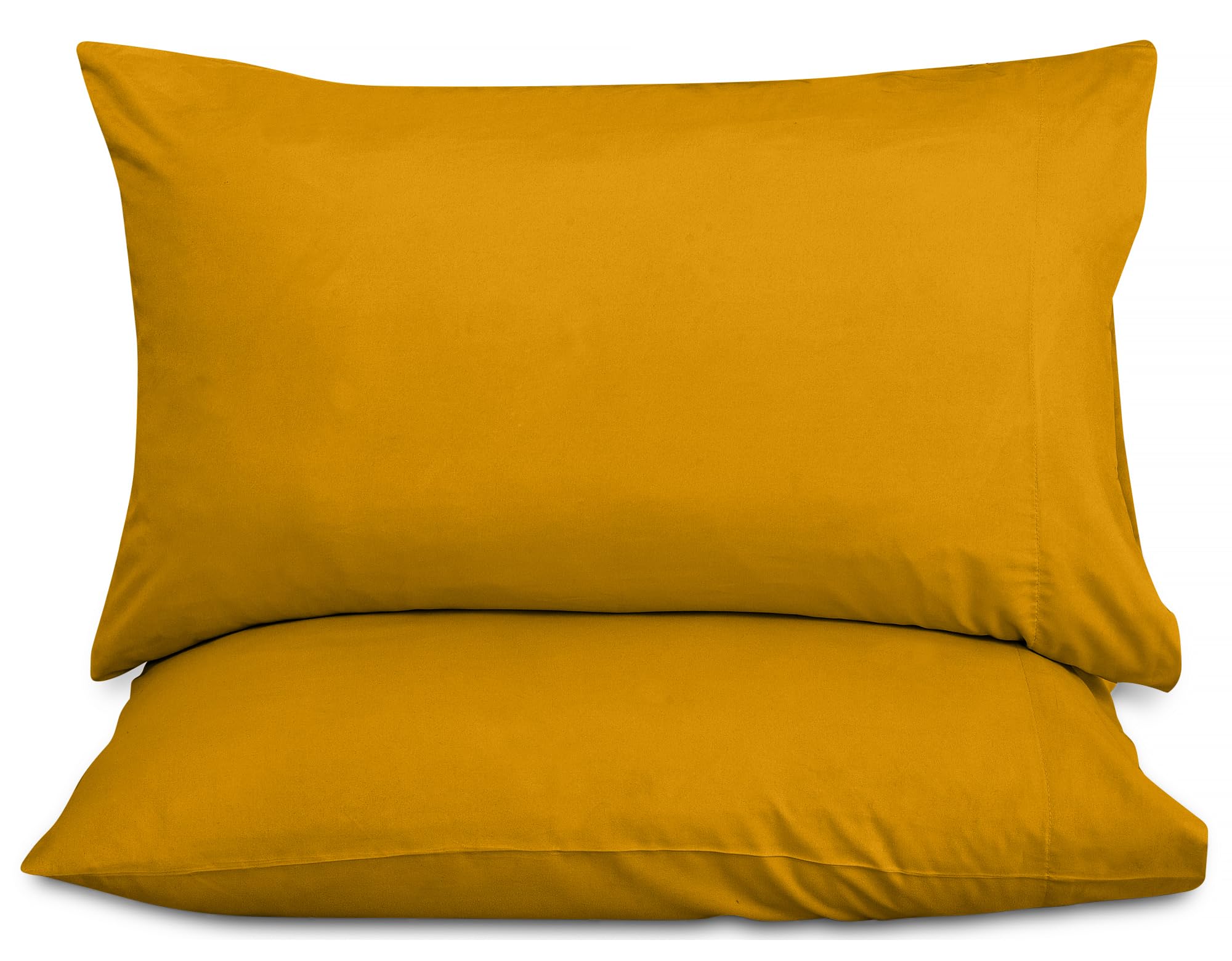 ROYALE LINENS 300 Thread Count 100% Long Staple Combed Cotton Pillowcases Set of 2 - Ultra Soft - Bed Pillow Cover - -Breathable, Cool & Crisp Percale Yellow Pillow Cases ( Yellow)