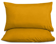 ROYALE LINENS 300 Thread Count 100% Long Staple Combed Cotton Pillowcases Set of 2 - Ultra Soft - Bed Pillow Cover - -Breathable, Cool & Crisp Percale Yellow Pillow Cases ( Yellow)