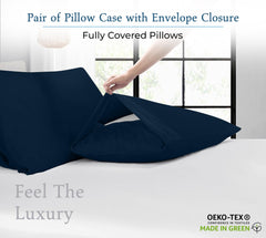 Royale Linens 400 Thread Count 100% American Grown Cotton Pillowcase Set - Luxury Sateen Pillow case - 20"x30" Inch - Soft & Smooth Set of 2 Navy Pillowcases - (Rivera Navy)