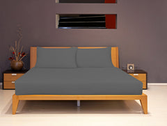 Royale Linens 2 Pack Fitted Sheet Set - Bottom Sheet - Ultra Soft & Breathable - Brushed 1800 Microfiber - Wrinkle & Stain Resistant - Hotel Quality Deep Pocket Stretches Up to 16" (Grey)