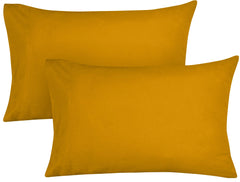 ROYALE LINENS 300 Thread Count 100% Long Staple Combed Cotton Pillowcases Set of 2 - Ultra Soft - Bed Pillow Cover - -Breathable, Cool & Crisp Percale Yellow Pillow Cases ( Yellow)