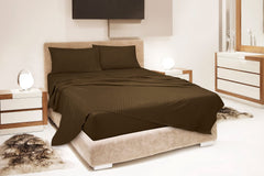 ROYALE LINENS Striped Bed Sheet Set - Microfiber 1800 Bedding - 1 Fitted Sheet, 1 Flat Sheet, 2 Pillowcase - Wrinkle & Fade Resistant - 4 Piece Damask Stripe Bed Sheet Set (Stripe Chocolate)