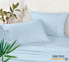 Royale Linens Cooling Pillow Cases Set of 2-100% Rayon Derived from Bamboo Cooling Pillowcase for Hot Sleepers - Soft & Silky Pillow Covers with Envelope Closure (Lake Blue)