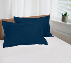 Royale Linens Pillow Shams 2 Pack -Brushed 1800 Microfiber - Bed Pillow Shams, Wrinkle & Fade Resistant Super Soft and Cozy -Back Overlap Closure - Oxford Pillowcase (Navy)