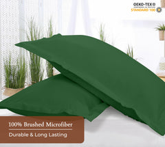 Royale Linens Pillow Shams 2 Pack - Brushed 1800 Microfiber - Bed Pillow Shams, Wrinkle Resistant Soft and Cozy - Back Overlap Closure - Oxford Pillow Case (Hunter Green)