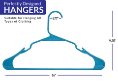 ROYALE Blue Plastic Hangers for Clothes - Heavy Duty Plastic Clothes Hanger Ideal for Everyday Standard Use - Lightweight & Space Saving Notched Plastic Hangers - Slim & Sleek Shoulder Groove