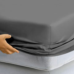 Royale Linens 6 Pack Fitted Sheet Set - Bottom Sheet - Ultra Soft & Breathable - Brushed 1800 Microfiber - Wrinkle & Stain Resistant - Hotel Quality Deep Pocket Stretch Up to 16" (Grey)