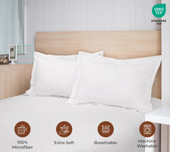 Royale Linens Pillow Shams 2 Pack - Brushed 1800 Microfiber - Bed Pillow Shams, Wrinkle & Fade Resistant Soft and Cozy - Back Overlap Closure - Oxford Pillowcase (White)