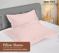 Royale Linens Pillow Shams 2 Pack - Brushed 1800 Microfiber - Bed Pillow Shams, Wrinkle Resistant Super Soft and Cozy - Back Overlap Closure - Oxford Pillowcase (Pink)