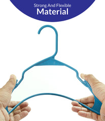 ROYALE Blue Plastic Hangers for Clothes - Heavy Duty Plastic Clothes Hanger Ideal for Everyday Standard Use - Lightweight & Space Saving Notched Plastic Hangers - Slim & Sleek Shoulder Groove