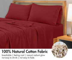 Royale Linens 300 Thread Count 100% Long Staple Combed Cotton Flat Sheet - Super Soft - Top Sheet - Flat Sheet Sold Separately - Breathable, Cool & Crisp Percale Flat Sheet Only ( Red)